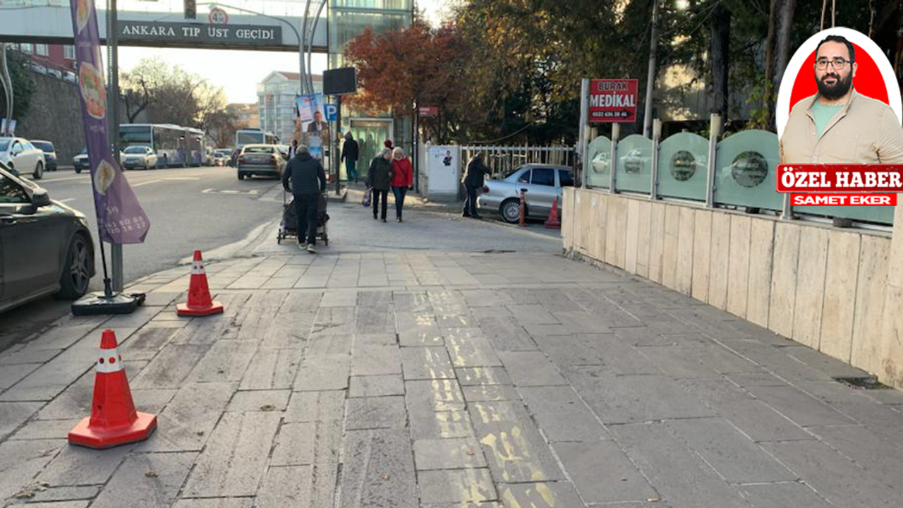 Mamak Caddesi’nde görme engelli sarı çizgilerin yeri var ama kendisi yok! Vatandaş dertli...