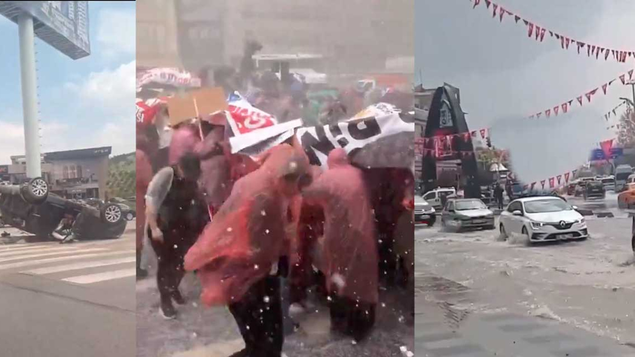 Ankara'da dolu yağışı ortalığı karıştırdı: Kaza, sel ve eylem...