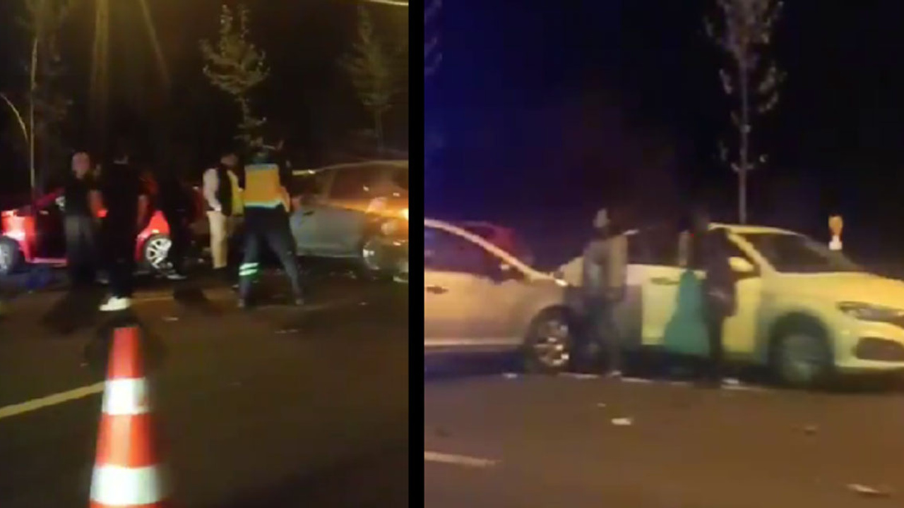 Sincan'da yaya geçidinde motorun çarptığı bir kadın ağır yaralandı: Protokol yolunda zincirleme kaza