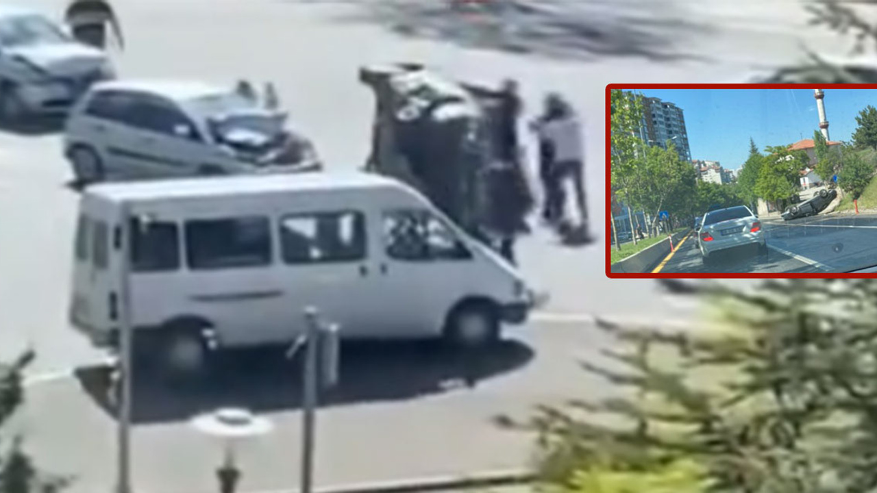 Doğukent Bulvarı’nda trafik kazaları: Araç takla attı!