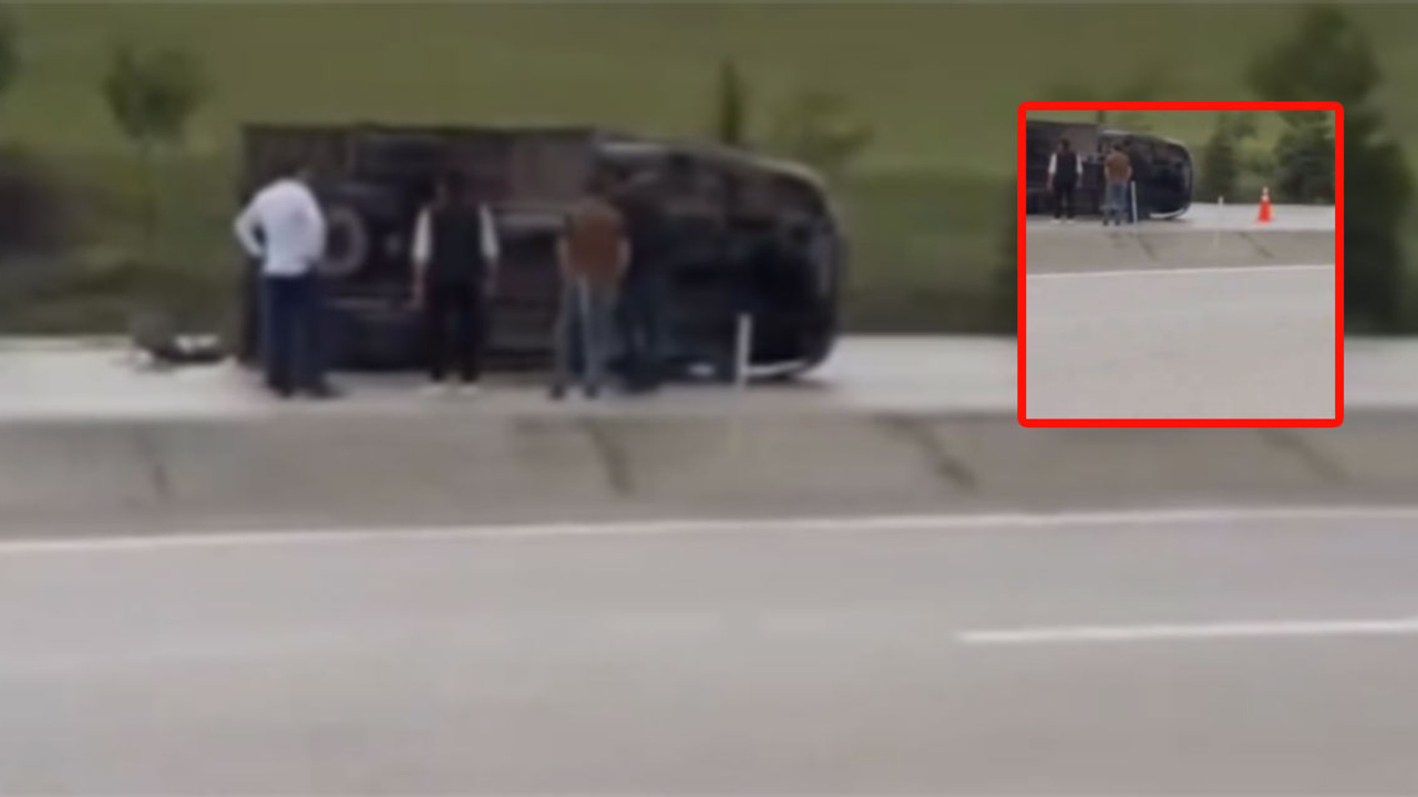 Kahramankazan'da kargo kamyoneti devrildi!