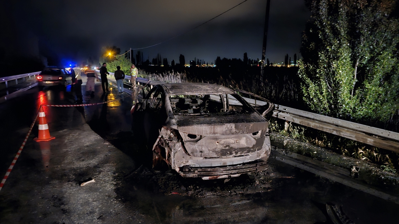 Trafik kazasında yanarak öldü