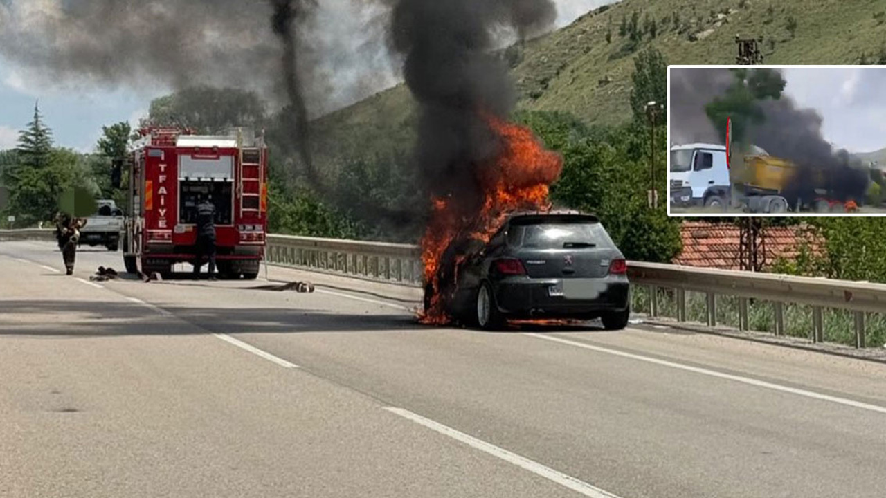 Balâ'da otomobil alev alev yandı!