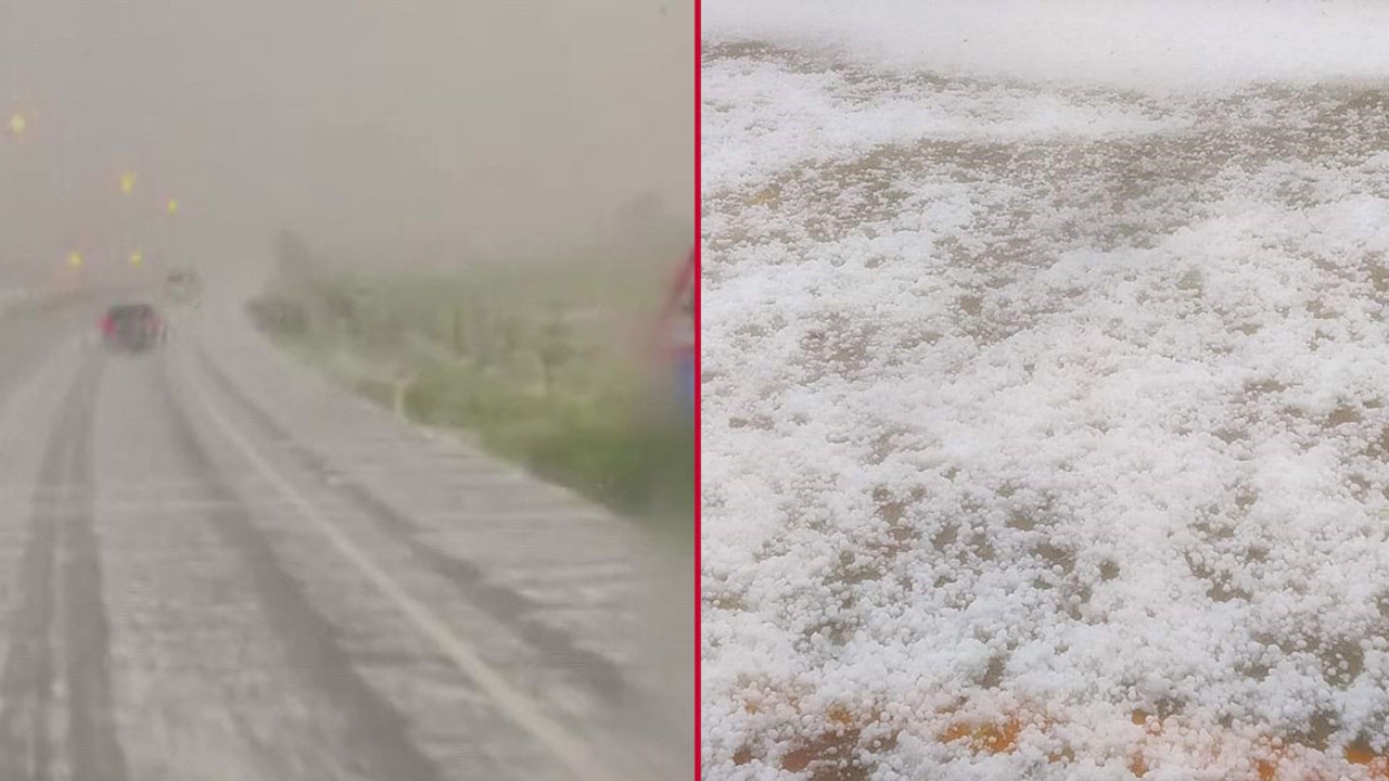 Yozgat'ta şiddetli dolu yağışı ulaşımı etkiledi, meyve ağaçları hasar gördü