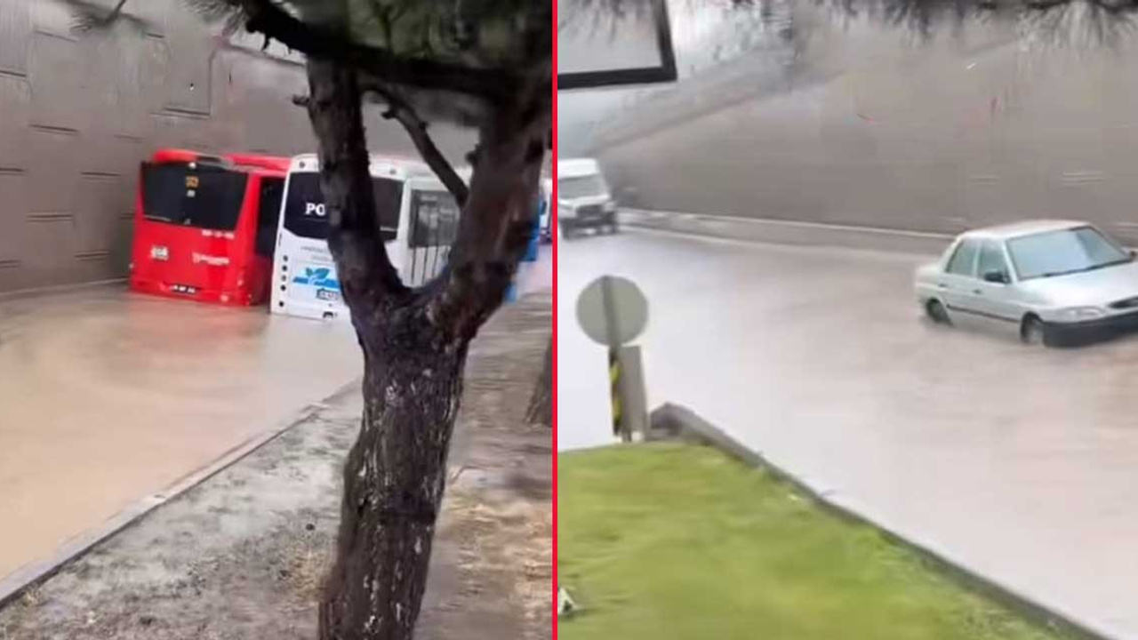 Ankara'da yağmur yağdı, araçlar sular altında kaldı
