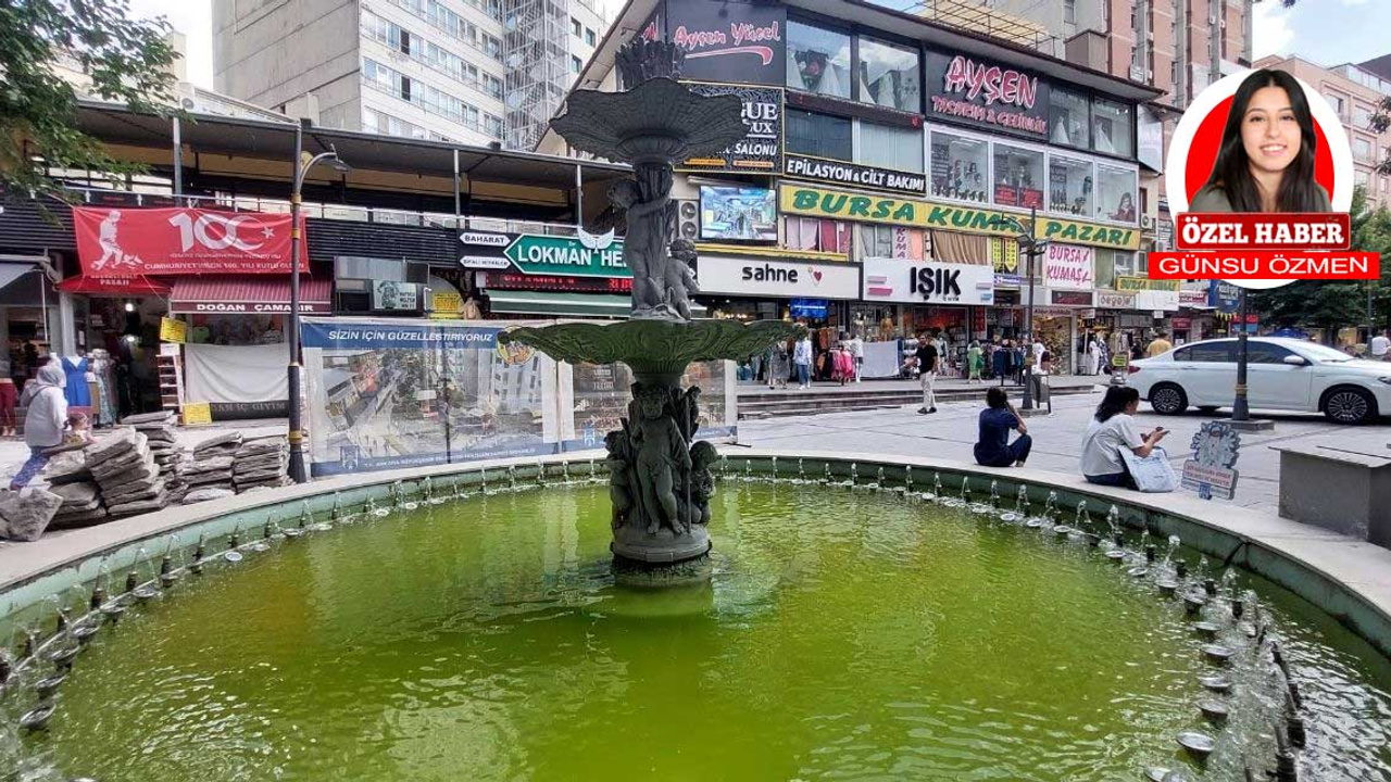 İzmir Caddesi'ndeki süs havuzu sıcaktan yosun bağladı: Vatandaşlar rahatsız