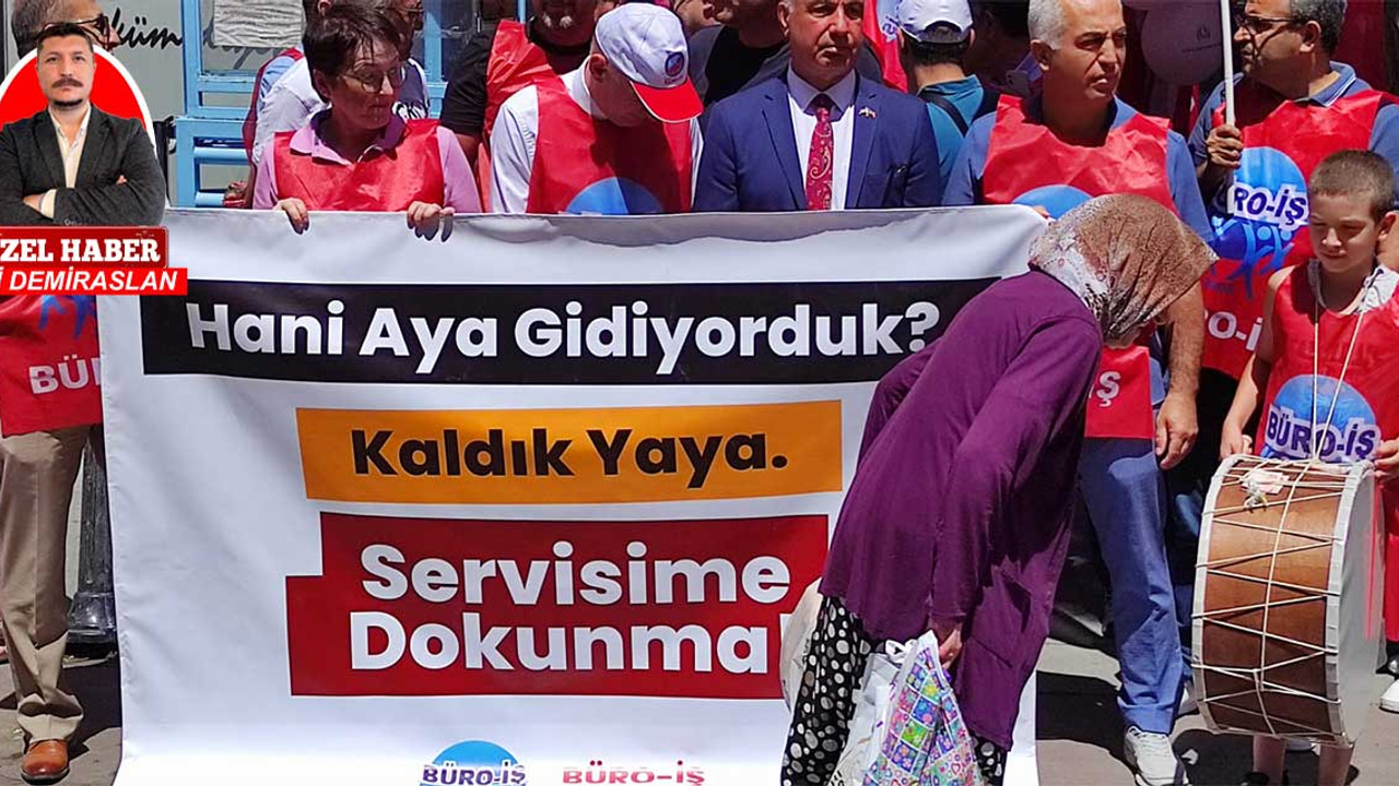 Büro-İş'ten 'Çarık yağlama' eylemi