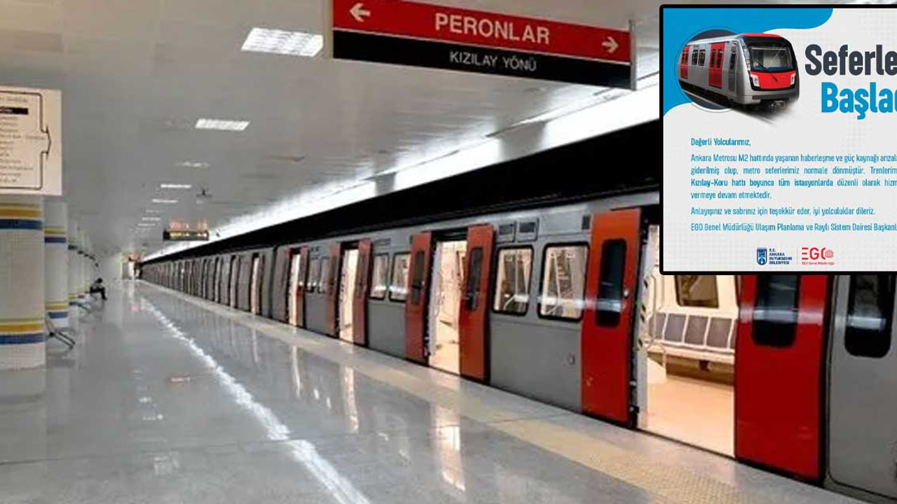 EGO Genel Müdürlüğü'nden yeni açıklama: Ankara Metrosu'nda Kızılay-Koru hattındaki arıza giderildi, seferler normale döndü