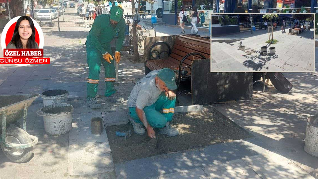 Ankara Olgunlar Caddesi'nde kırık kaldırımlara sonunda el atıldı