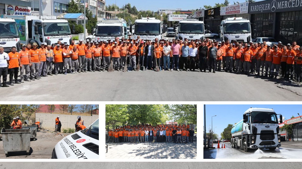 Etimesgut Belediyesi pazar günü temizlik mesaisi yaptı