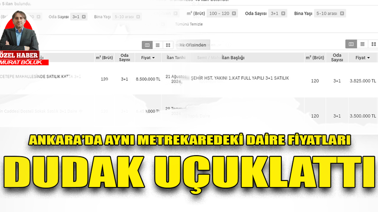 Ankara’da aynı metrekaredeki farklı daire fiyatları dudak uçuklattı