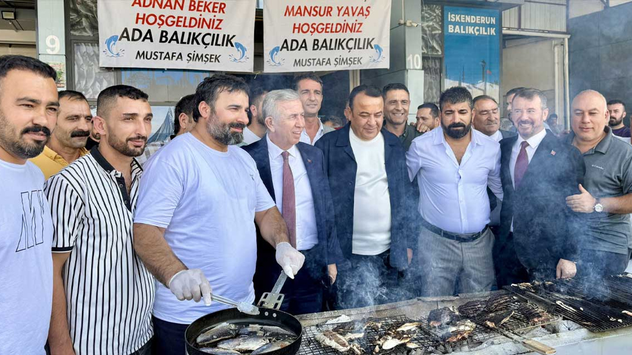 Ankara Balık Hali'nde sezon açılışında Mansur Yavaş, Fethi Yaşar, Adnan Beker ve Ümit Dikbayır bir araya geldi