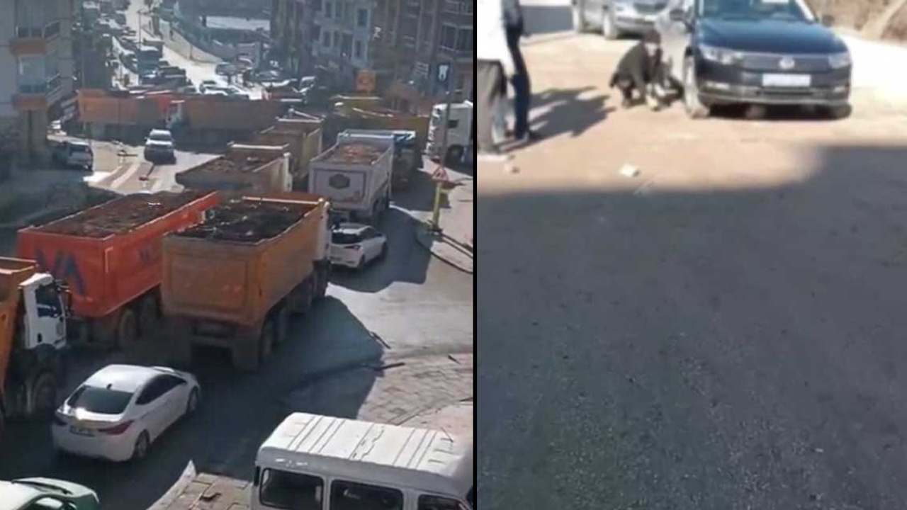 Keçiören'de heyelan sonrası doldurma çalışmaları trafiği kilitledi: 2 araç hasar gördü