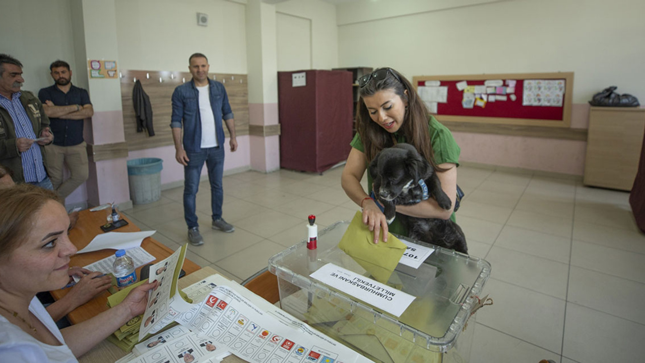 Sandık başına evcil hayvanlarıyla gittiler