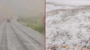 Yozgat'ta şiddetli dolu yağışı ulaşımı etkiledi, meyve ağaçları hasar gördü