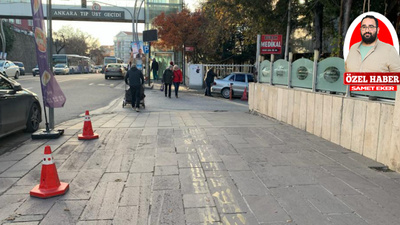 Mamak Caddesi’nde görme engelli sarı çizgilerin yeri var ama kendisi yok! Vatandaş dertli...