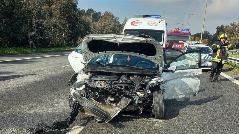Yola çıkan geyiğe araç çarptı!